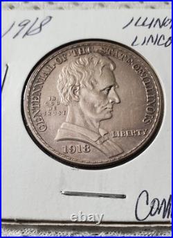 1918 US Lincoln Illinois Commemorative Silver Half Dollar Good condition 1918 US Lincoln Illinois Commemorative Silver Half Dollar Good condition
