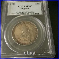 1920 50C Pilgrim Commemorative Half Dollar PCGS MS65