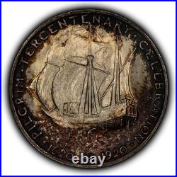 1920 50c Pilgrim Commemorative Silver Half Dollar BU Colorful Toning C1287