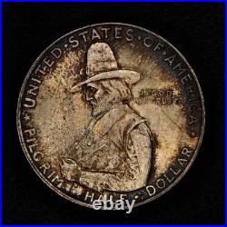 1920 50c Pilgrim Commemorative Silver Half Dollar BU Colorful Toning C1287
