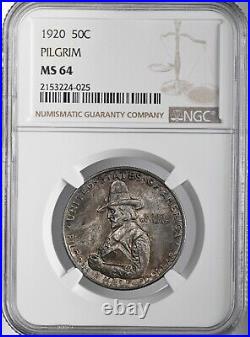 1920 50c Pilgrim Half Dollar Silver Commem Mint State Ngc Ms64 #2153224-025