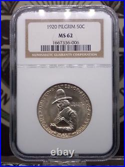 1920 Commemorative PILGRIM Silver Half Dollar 50c NGC MS62 #005 Unc ECC&C, Inc