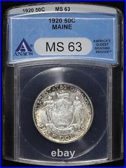 1920 Maine 50c Commemorative Silver Half Dollar ANACS MS 63