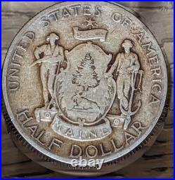 1920 Maine Centennial Commemorative Silver Half Dollar AU Details Rare 90%