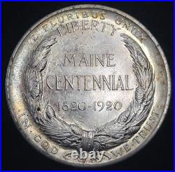 1920 Maine Commemorative Silver Half Dollar 50c BU Nicely Toned See Pics