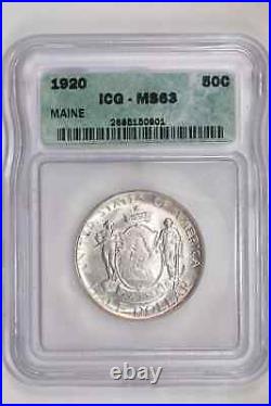 1920 Maine Silver Commemorative Half Dollar Icg Ms63
