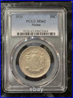 1920 Maine Silver Commemorative Half Dollar Pcgs Ms62