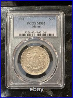 1920 Maine Silver Commemorative Half Dollar Pcgs Ms62