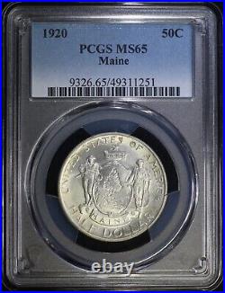 1920 Maine Silver Commemorative Half Dollar Pcgs Ms65 Gem Bu Lustrous Coin