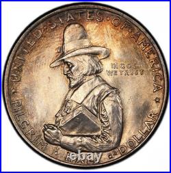 1920-P PCGS MS65 (Gem) Pilgrim Commemorative Colorful Toning Blazing Luster