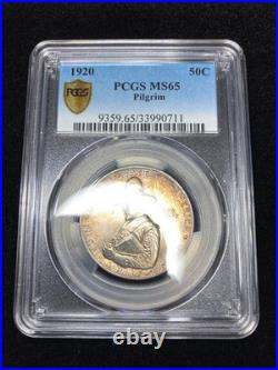 1920-P PCGS MS65 (Gem) Pilgrim Commemorative Colorful Toning Blazing Luster