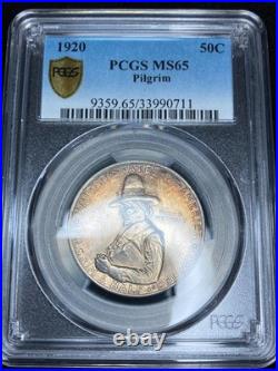 1920-P PCGS MS65 (Gem) Pilgrim Commemorative Colorful Toning Blazing Luster