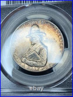 1920-P PCGS MS65 (Gem) Pilgrim Commemorative Colorful Toning Blazing Luster