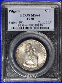 1920 Pilgrim Commem Half Dollar PCGS MS64 Great Eye Appeal Strong Strike