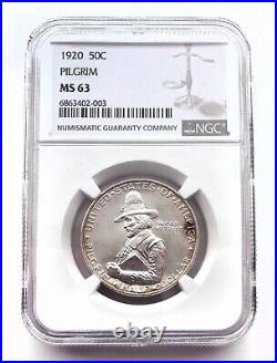 1920 Pilgrim Commemorative 90% Silver Half Dollar NGC MS63