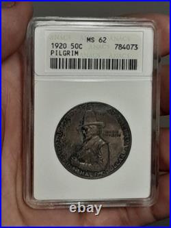 1920 Pilgrim Commemorative Half Dollar ANACS Old Holder MS62