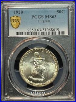 1920 Pilgrim Commemorative Silver Half Dollar 50c-CGS MS63, Nice White Coin