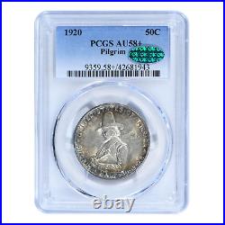 1920 Pilgrim Commemorative Silver Half Dollar PCGS AU58+ CAC