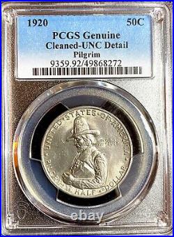 1920 Pilgrim Half Dollar 90% Silver PCGS Genuine Cleaned-UNC Detail