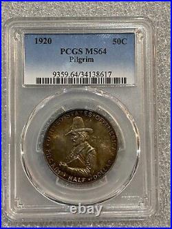 1920 Pilgrim Half Dollar Silver Coin PCGS MS 64 Lovely Coin Amazing Tones