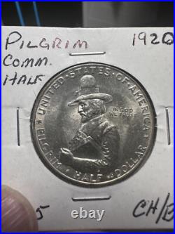 1920 Pilgrim Silver Commemorative Half Dollar Beautiful Tones Stunning Lot#815