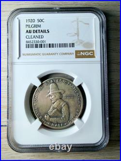 1920 Pilgrim Tercentenary Half Dollar NGC AU Details Cleaned 50C Silver