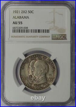 1921 2x2 50c Alabama Commemorative Half Dollar NGC AU 55