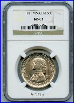 1921 50c Missouri Commemorative Half Dollar NGC MS 62