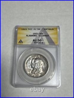 1921 Alabama Commemorative Silver Half Dollar Anacs Graded AU-50 Details Clean 1921 Alabama Commemorative Silver Half Dollar Anacs Graded AU-50 Details Clean