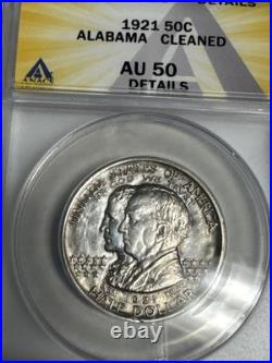 1921 Alabama Commemorative Silver Half Dollar Anacs Graded AU-50 Details Clean 1921 Alabama Commemorative Silver Half Dollar Anacs Graded AU-50 Details Clean