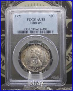 1921 Commemorative MISSOURI Silver Half Dollar 50c PCGS AU58 #497 About Unc 1921 Commemorative MISSOURI Silver Half Dollar 50c PCGS AU58 #497 About Unc