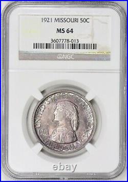 1921 Missouri Centennial Silver Half Dollar NGC MS-64 Purple Toned