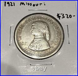 1921 Missouri Commemorative Silver Half Dollar 50C Coin