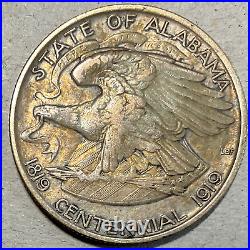 1921 P Commemorative Alabama Silver Half Dollar Uncirculated Toned Patina