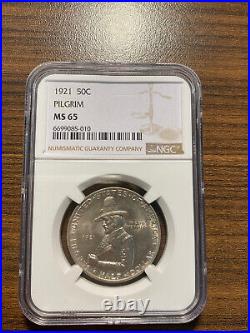 1921-P Pilgrim Silver Commemorative Half Dollar 50C NGC MS 65 RARE HIGH GRADE