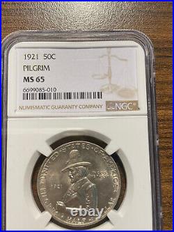 1921-P Pilgrim Silver Commemorative Half Dollar 50C NGC MS 65 RARE HIGH GRADE