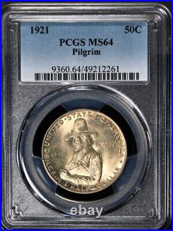 1921 Pilgrim Commem Half Dollar PCGS MS64 Great Eye Appeal Strong Strike