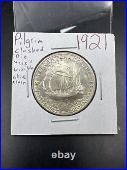 1921 Pilgrim Commemorative Half Dollar Clashed Die UNC Uncirculated