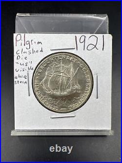 1921 Pilgrim Commemorative Half Dollar Clashed Die UNC Uncirculated