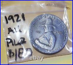 1921 Pilgrim Tercentary Commemorative U. S. Silver Half Dollar, AU, Philadelphia
