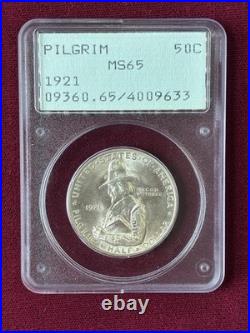 1921 Pilgrim U. S. Commemorative Half Dollar PCGS Graded MS65 Old Rattler Holder