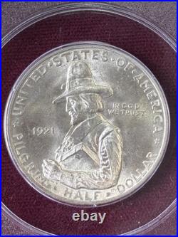 1921 Pilgrim U. S. Commemorative Half Dollar PCGS Graded MS65 Old Rattler Holder