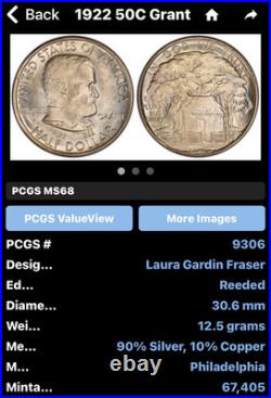 1922 50 Commerative Grant Bu/ms High Grade Great Buy Beautiful High Pts