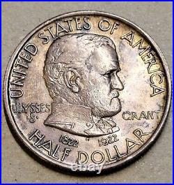 1922 50c Grant Commemorative Silver Half Dollar Nice Toning ++ Free Shipping ++