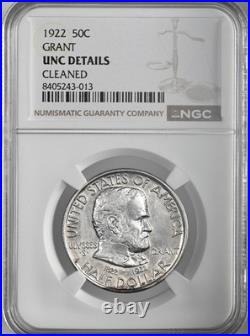 1922 50c Grant Silver Half Dollar Ngc Unc Details Cleaned #8405243-013
