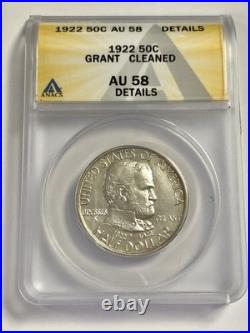 1922 Grant Commemorative Half Dollar 50C ANACS Au 58 Details #3030