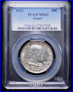 1922 Grant Commemorative Half Dollar Pcgs Ms 63 Glassine Off-white With Hazy