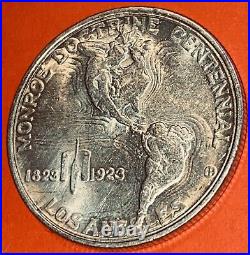 1923 S USA Los Angeles JAMES MONROE QUINCY ADAMS Silver Half Dollar GEM BU