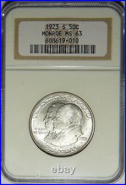 1923-s Ngc Ms63 Monroe Half Dollar Silver Commemorative