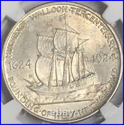 1924 50c Huguenot Ms65 Beautiful/ Toning Half $, Collection Grade Wow